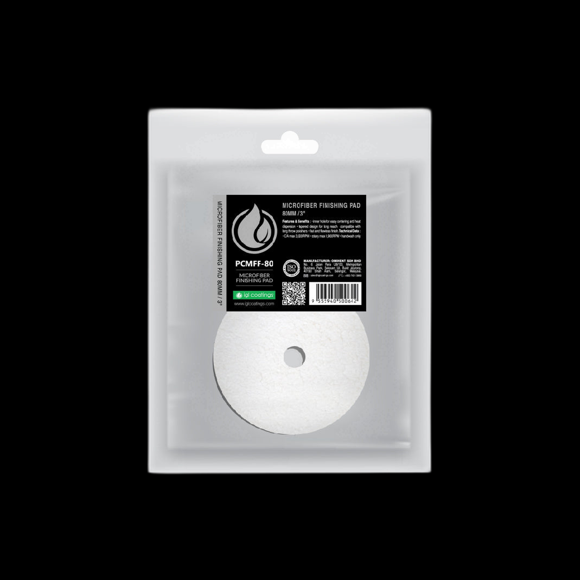 IGL BLACK MICROFIBER FINISHING PAD